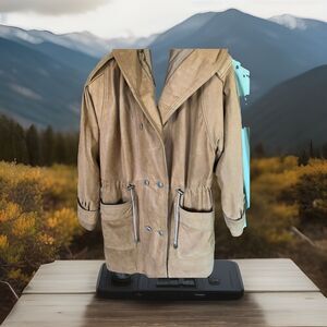 Miropa Leathers To Wear Hooded Suede Jacket Men’s XS Brown Epilets Flaws